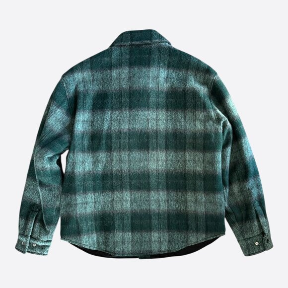 Amiri Aqua Plaid Script Logo Overshirt - Picture 2 of 4